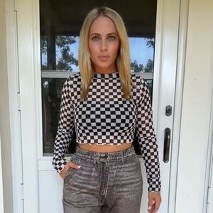 Sheer checkered top